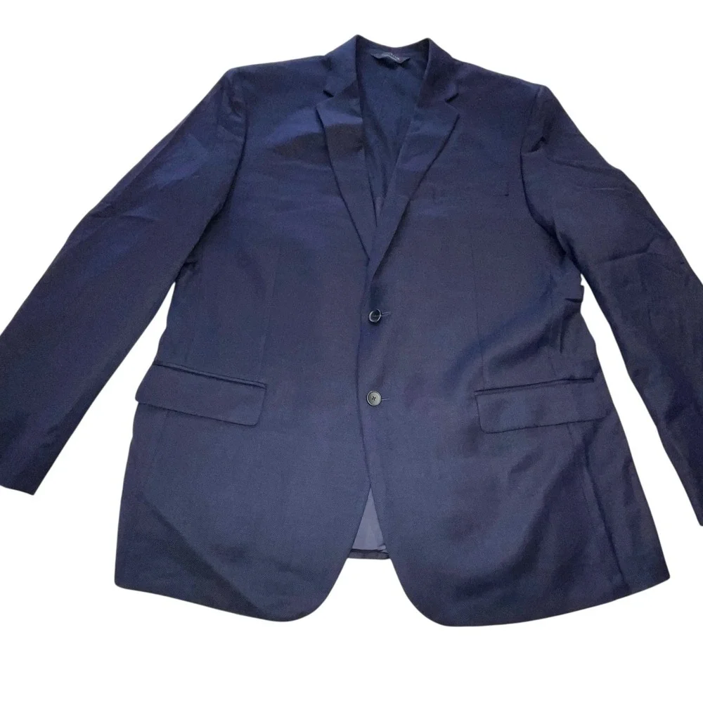 Jos A Bank Traveler Tech Navy Wool Blend Sport Coat Blazer 48 Long Slim Fit NWOT